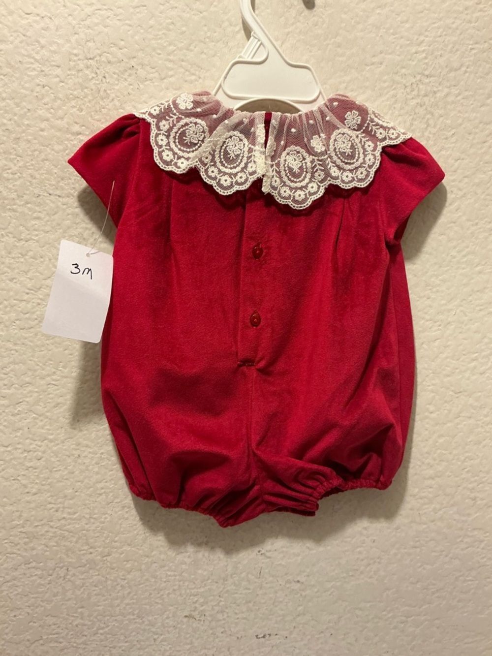 NWT Luli & Me Girls  Red  Deluxe Velvet Bubble With Lace